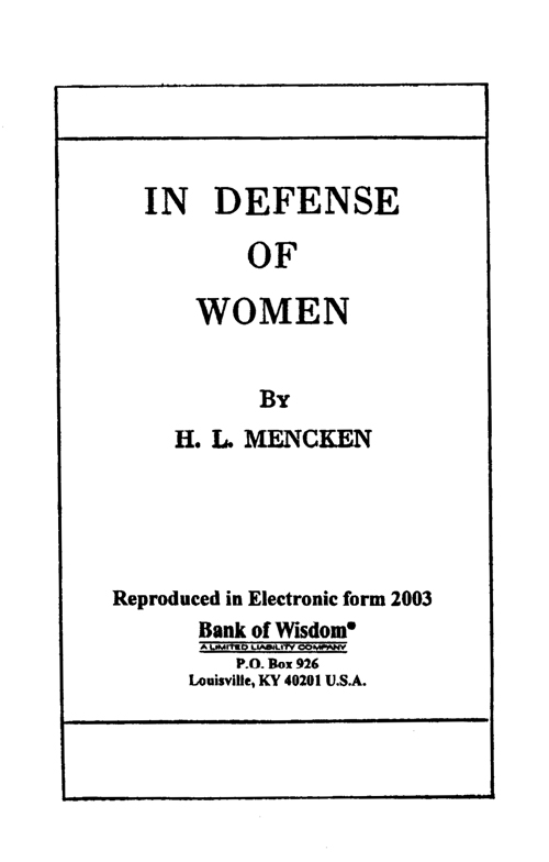 (image for) In Defense of Women